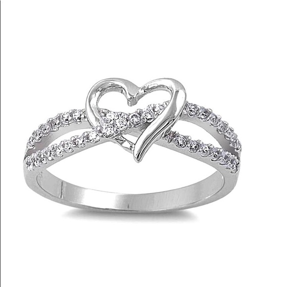 925 Sterling Silver Heart infinity Cz ring - Picture 2 of 6